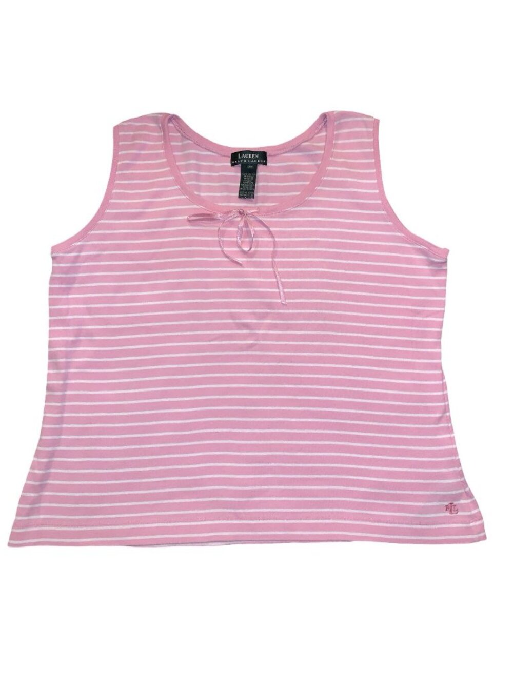 Lauren Ralph Lauren Women’s Pink & White Sleeveless Striped Tank Top Size 2XL